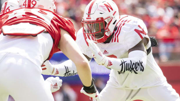 Caleb Tannor 2022 Nebraska football spring game
